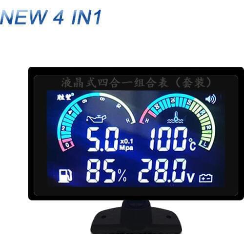 New 4 In 1 12v/24v Truck Excavator 1/8 NPT Oil Pressure Gauge/Voltmeter Volt Gauge/M10 Water Temperature Gauge/Oil Fuel Gauge