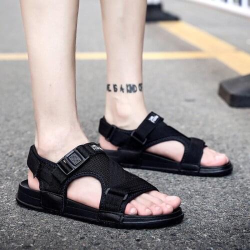 2021 Sandals Men Shoes Gladiator Mens Sandals Fashion Men Shoes Summer Flip Flops Gray Black Flat Sandals Big Size 38-46
