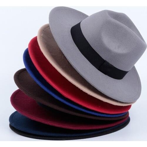 Gentle Man Fedora Hat Classic Warm Woman Hat Wide Brim Medium Width Gorra Hombre Winter Vintage Lady Top Fashion