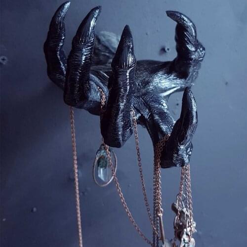 Black Wizard Hand Wall Décor Jewelry Hanger Holder Hook For keys On Wall Holder Wall Decorations Living Room Resin Wall Art