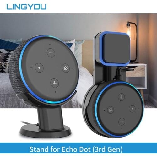 LINGYOU Wall Mount For Amazon Echo Dot 3rd Gen Table Stand For Alexa Echo Dot 3 Smart Speaker With Screwless Cable Management