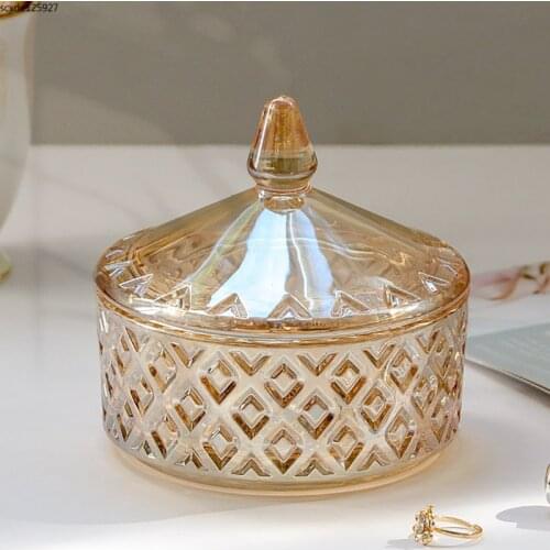 Nordic Glass Jewelry Box Luxury Transparent Glass Storage Jar Home Watch Ring Storage Jar Cotton Swab Candle Aromatherapy Bottle