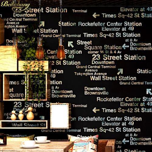 Beibehang English alphabet wallpaper retro nostalgic 3d stereo personality fashion black bedroom background wall papel de parede