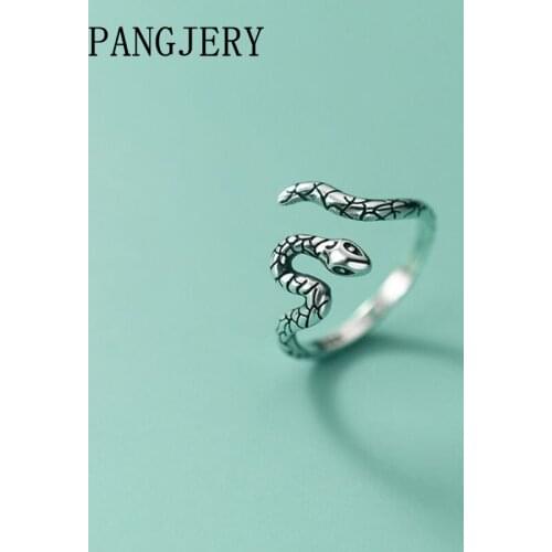 PANGJERY 925 Sterling Silver Opening Snake Rings for Women INS Fashion Charming Temperament Animal Anniversary Fine Jewelry Gift