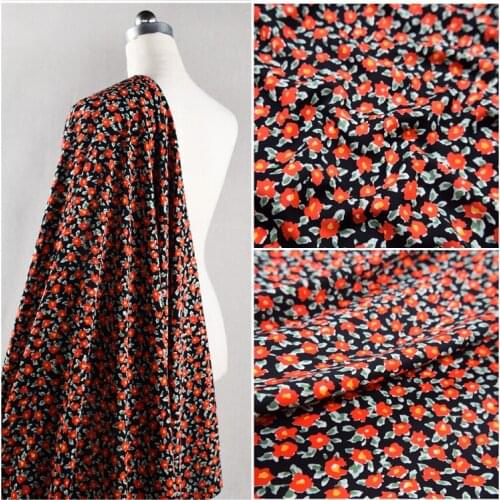 Dress Shirt Womens Childrens Clothing Fabric Sweet Red Floral Korean Silk Chiffon Fabric Handmade DIY Fabric