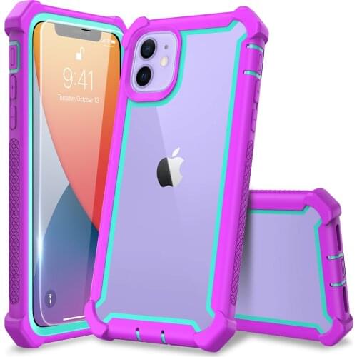 Shockproof Case with Tempered Glass for Apple iphone 12 11 Pro Max XR XS MAX 7 8 Plus SE 2020 Case Rugged Hybrid Hard Cover