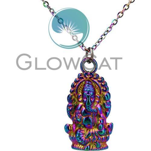 Rainbow Color Women Hindu Thailand Buddha Pikanet Ganesh Pendant Collar Choker Necklace 20" Chains 22190