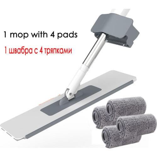 Hand Free Washing Squeeze Flat Mop Microfiber Mop For Home Kitchen House Wash Floor Household Cleaning With Wringing Mop Rag Pad
