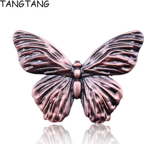 TANGTANG Unique Brooch Red Bronzed Plated Butterfly Brooch Black Tone Antique Brooches And Pins Vintage Jewelry Pin For Women