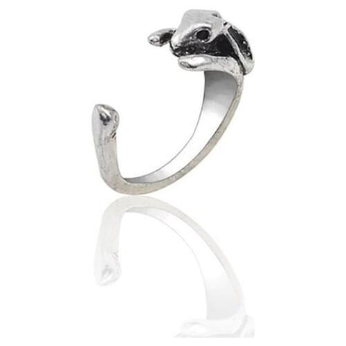 Fashion Punk Animal Titanium Steel Ring Gothic Rabbit Retro Rabbit Head Ring Ladies Mens Opening Adjustable Tail Ring