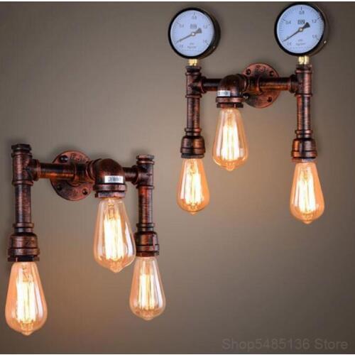 Vintage Bedroom Water Pipe Wall Lamp Industrial Deco Bar Living Room Led Wall Light Balcony Aisle Cafe Bathroom Light Fixture