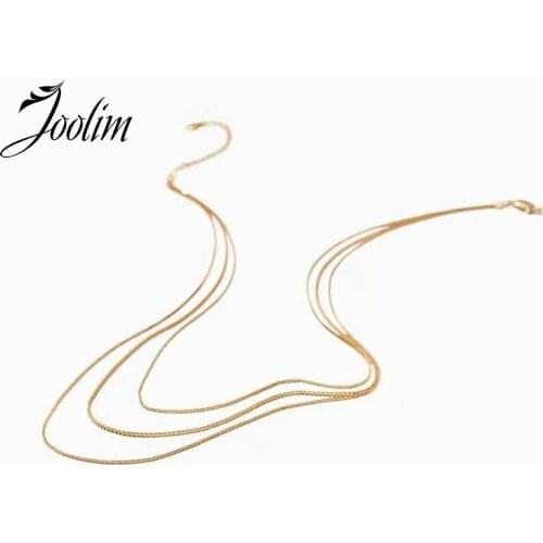 Joolim Jewelry PVD Gold Finish Fashionable Three-decker Fold Wear Necklace Stylish Stainless Steel Necklace