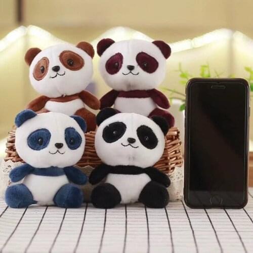 4 colors 10cm cartoon panda plush pendant stuffing keychain bag car pendant wedding panda mini doll toy