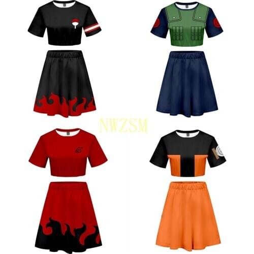 Kakaxi Hatake Kakashi Cosplay Costume Dress Women Girls Clothing T Shirt Skirt Jersey Sports Wear Sets Uchiha Sasuke Dress