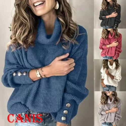 Womens Autumn and Winter Long Sleeve Knit Sweater Turtleneck Turtleneck Sweater Warm Knit Lantern Sleeve Sweater Jacket