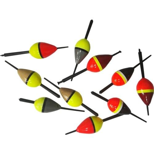 10pcs Collection Fishing Floats Bobbers Cork Buoy Set Lightweight Paulownia Wood Floats+ Plastic Stick Buoyancy 2g 7.5-8cm