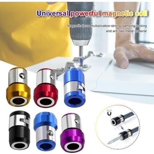 2pcs 6.35mm Screwdriver Bit Magnetic Ring Metal Anti-Corrosion Strong Magnetizer Screws Magnetizer Drill Bit