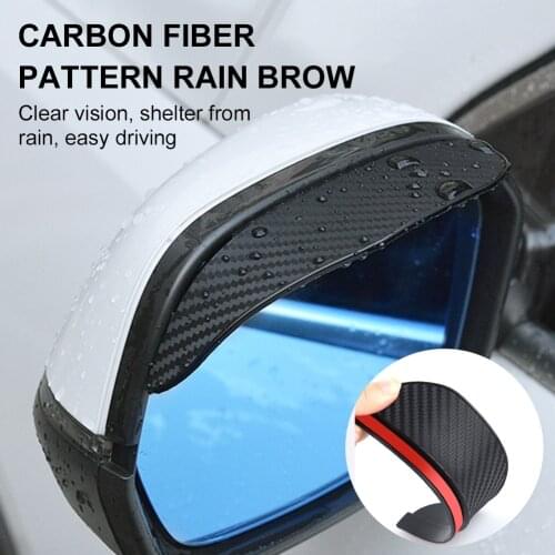 2PCS Universal Car Rearview mirror rain cover Cover Sun Visor Eyebrow Carbon Fiber Side View Mirror Rain Guard Auto Accessories
