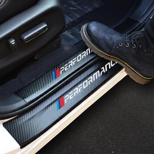 4Pcs Car Door Carbon Fiber Vinyl Waterproof Non-slip Door Sills Protective Sticker for BMW Performance M3 M5 X1 X3 X5 X6 E46 E39