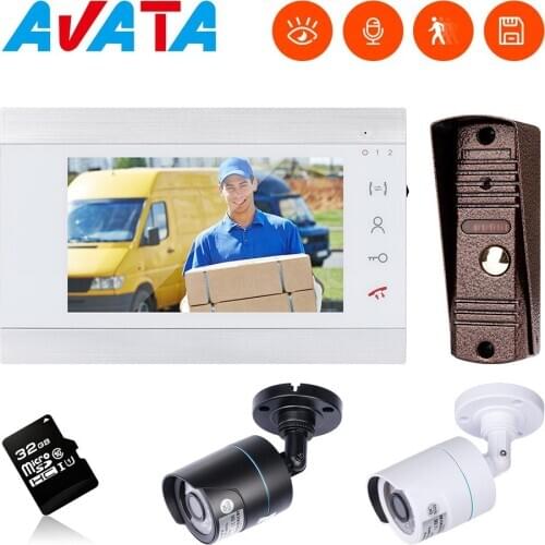 7-Inch Video Intercom Door Phone Doorbell with Camera 1000TVL Support Motion Detection and Record and Night Vision
