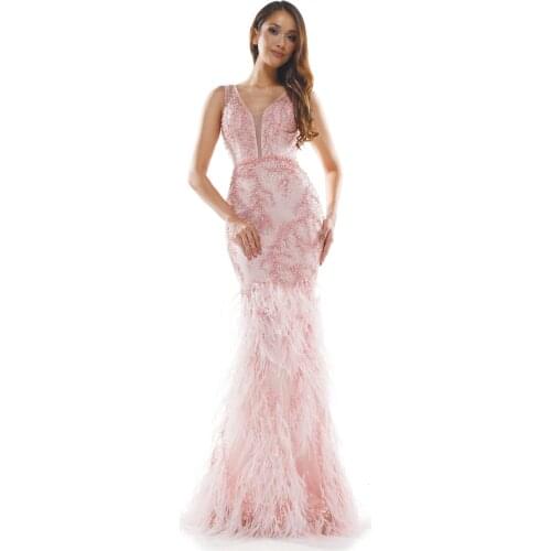 Glitter Feather Evening Dresses 2020 Sexy Hi Low Prom Dress Women Formal Party Gowns for Wedding Short Front Long Back