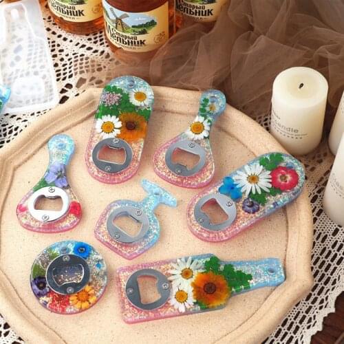 DIY Bottle Opener Epoxy Resin Mold Crystal Silicone Drip Glue Dried Flower Mirror Beer Wrench Bottle Opener Casting Mold