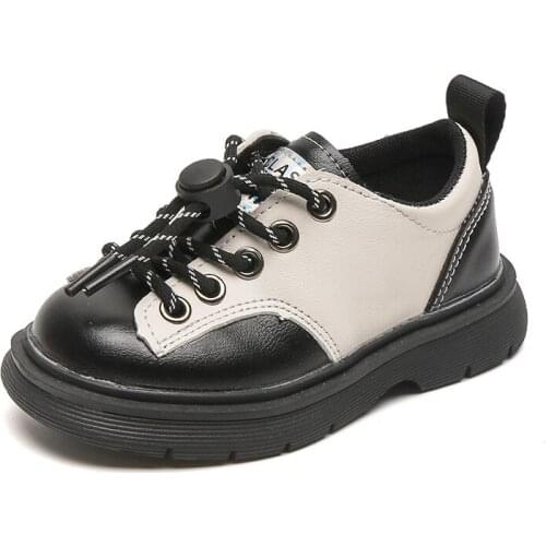 Retro Leather Shoes For Boys Contrast Color Shoes Casual Sneaker British Style Soft Bottom Kids Shoes School Performance Shoes