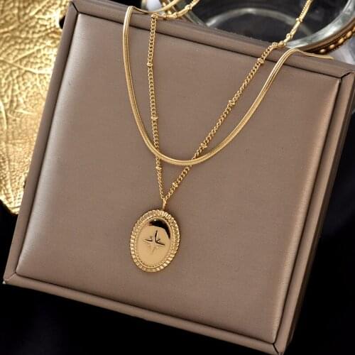 316L stainless steel fadeless double necklace small design eight star Hong Kong fashion quality socialite collarbone chain