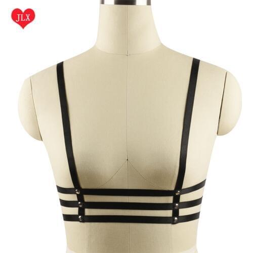 Exotic Apparel women black body Harness cage bra Gothic Harajuku sexy lingerie Handmade body harness cage bra