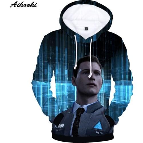 Aikooki Hot sale Detroit Become Human Mens 3D Hoodies Coat Boys/girls Hot Play Game Kids Autumn/spring Sweatshirts Clothing