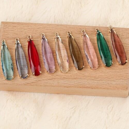 HAOSAW 4Pcs 8*33MM Jewelry Accessories/Crystal Charms/Pendants/Hand Made/DIY Earrings Making/Jewelry Findings & Components