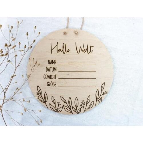 Hello world Baby birth data wooden disc