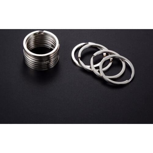 20pcs/lot Wholesale Stainless Steel Flat Split Rings Silver Round Large 25mm 30mm 32mm 35mm Key Rings for DIY Keychain Findings