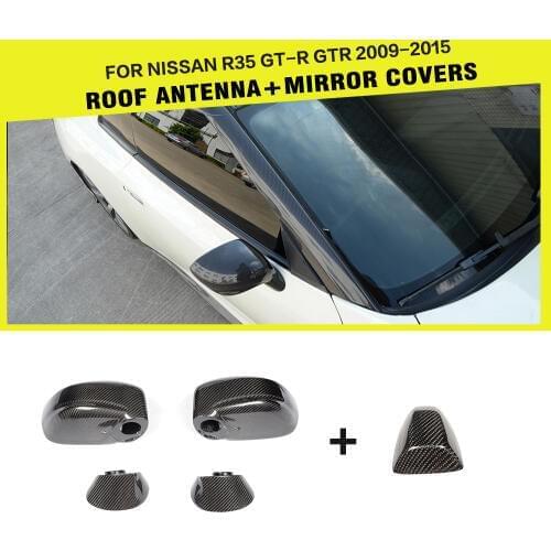Carbon Fiber Car Rearview Mirror Cap Covers Trim Roof Antenna Exterior for Nissan GT-R GTR R35 2009 - 2015