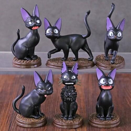 Miyazaki Hayao Kikis Delivery Service Jiji Min PVC Figure Collectible Model Toys Gift 6pcs/set
