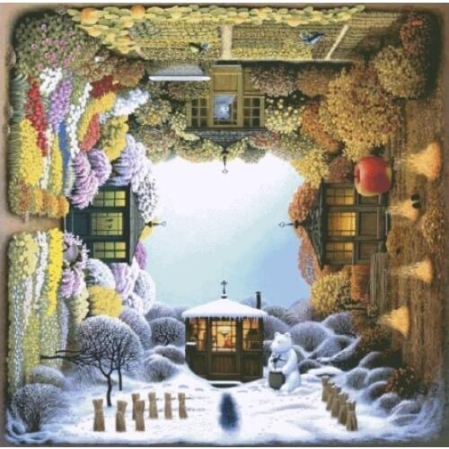 Top Quality lovely counted cross stitch kit four seasons in a year, season house spring summer autumn winter