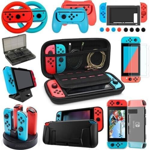 Game Accessories Set For Nintend Switch Travel Carrying Bag Joycon Protective Cover Charging Dock Screen Film Card Box