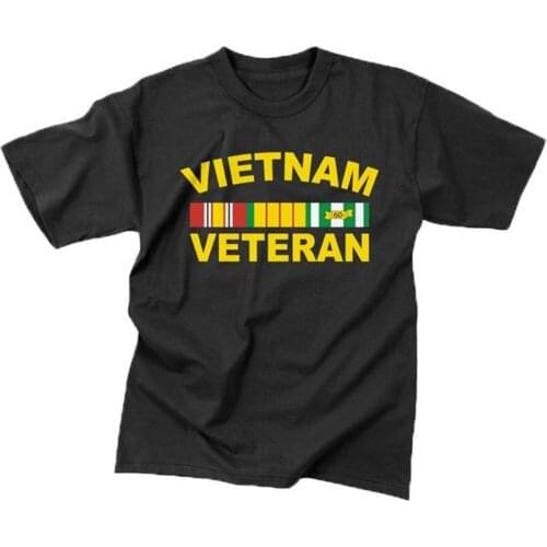 New Fashion MenS Short Sleeve Black Vietnam Veteran War Vet Military T-Shirt Funny Casual Tee Shirts Tops