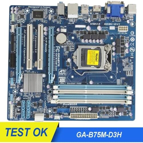 Original Motherboard For Gigabyte GA-B75M-D3H For Intel DDR3 LGA 1155 B75M-D3H 32GB USB3.0 USB2.0 B75 Used Desktop Motherboard