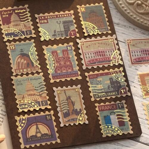 Warm 40Pcs/bag Vintage Retro Stamp Bullet Journal Stickers Stationery Scrapbooking Stationery Diary Square Sticker For Children