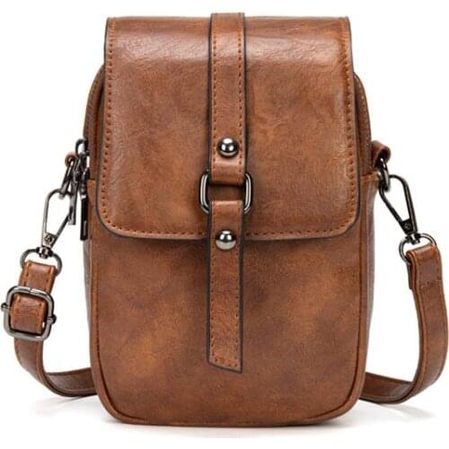 Vintage Multi Function Cell Phone Pocket PU Large Capacity Wallet Single Shoulder Bag Fashion Crossbody Bag For Women