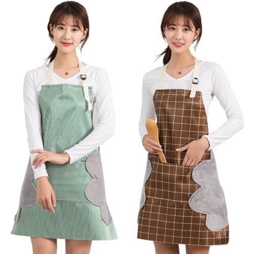 Waterproof Can Wipe Hands Apron Woman Adult Bibs Home Cooking Baking Coffee Shop Adjustable Cleaning Aprons Kitchen Accessories