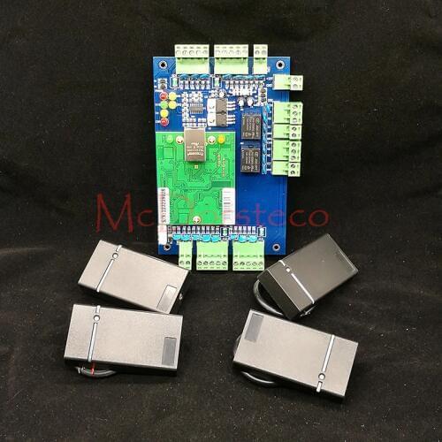 High Quality Wiegand TCP/IP Two Doors Access Control panel + 4 PCS Rfid Card Reader for full Rfid Access Control System