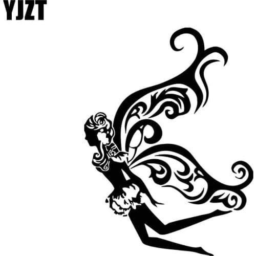 YJZT 11.1*14.9CM Cute Abstract Fantastic Fairy Girl Car Black/Silver Car Sticker Vinyl Decal Popular Fashion Style C20-0851