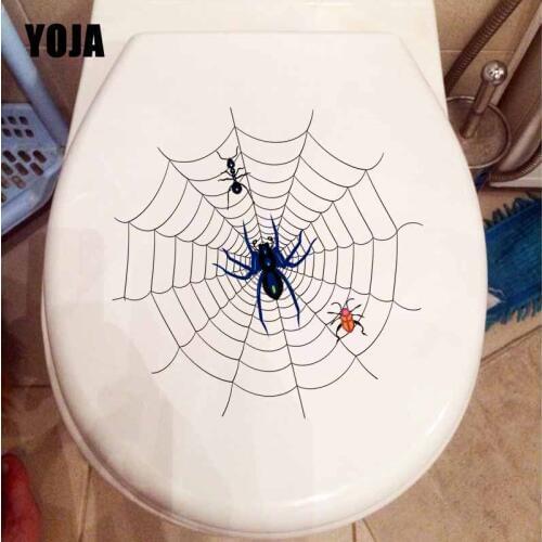 YOJA 21.7X21.7CM Modern Art Toilet Decal Living Room Home Decor Wall Sticker Cartoon Spider Web T5-1324