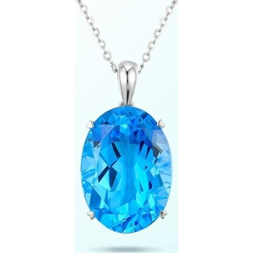 YSH 100% 925 sterling silver creative design sea blue zircon pendant necklaces 2020 woman luxury DIY jewelry gifts free shipping