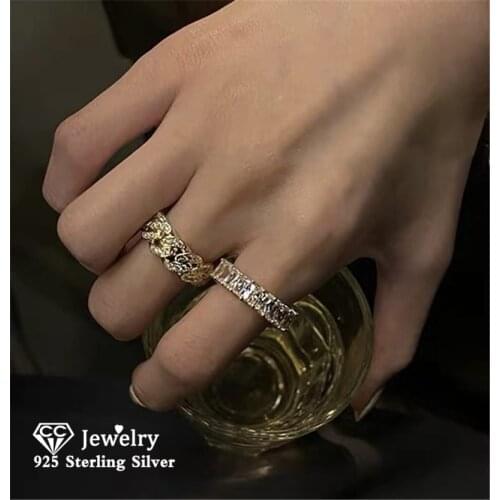 CC Ring For Women Silver 925 Bridal Wedding Rectangle Cubic Zirconia Fine Jewelry Romantic Engagement Wedding Drop Shipping