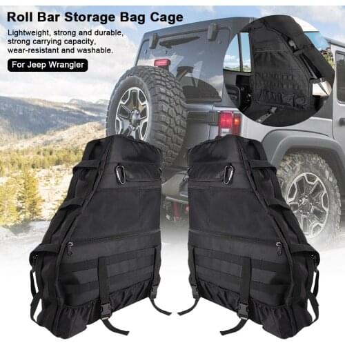 1 Pair 4-door Trunk Multifunctional Roll Bar Storage Bag Cage For Jeep Wrangler Adjustable Organizers & Cargo Bag Saddlebag