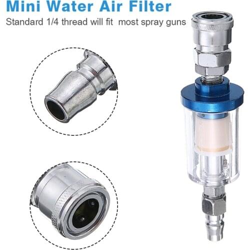 1pc 1/4" Water Oil Separator Inline Air Hose Filter Moisture Trap For Compressor Spray Paint Gun Pneumatic Tool Car Auto Parts