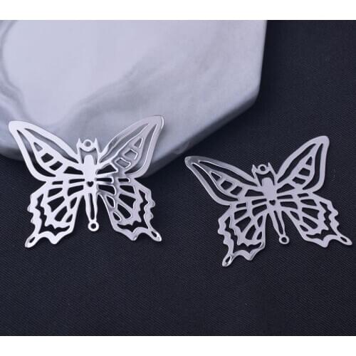 10pcs 33mm*40mm Rhodium Plated Butterfly Connectors Filigree Charms Hanging Pendants Connector Settings DIY Making Suncathers